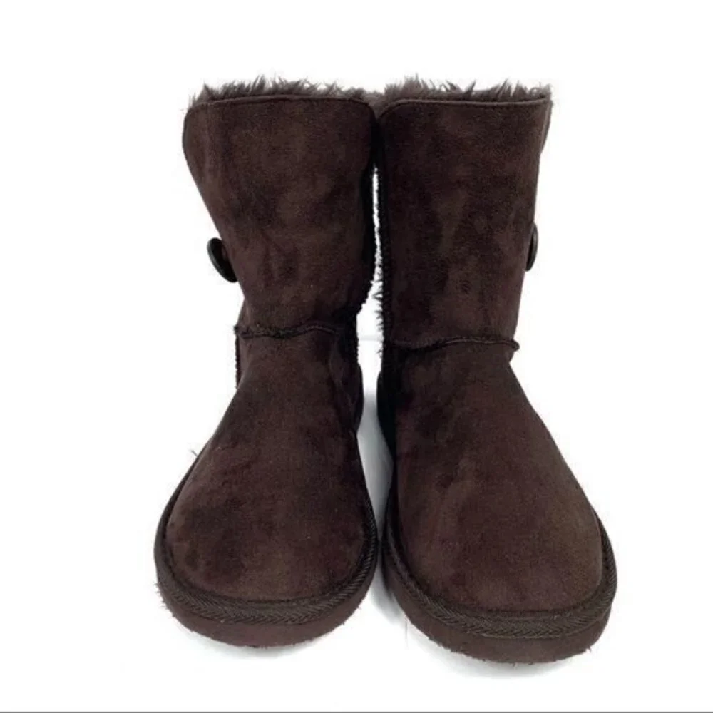 Bumper Brown Faux Suede & Fur Boots Size 7
